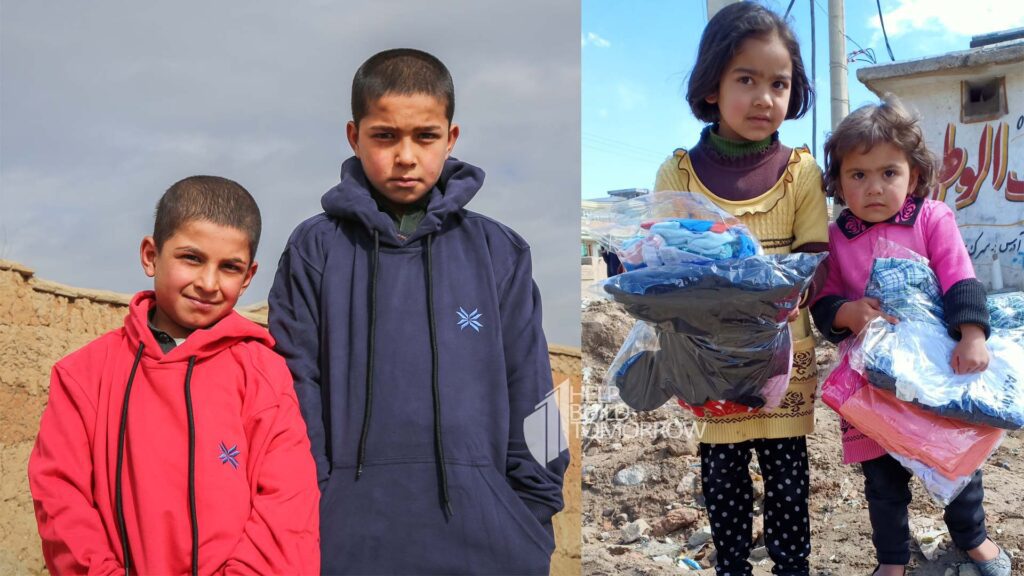Afghan Children Receiving Winter Clothes by HBT